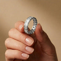 0.20 Ct Emerald Cut Bezel Set Sleek Band Ring