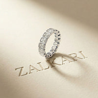 0.20 Ct Emerald Cut Bezel Set Sleek Band Ring