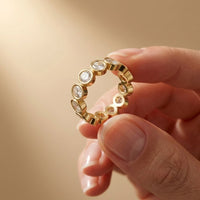 0.23 Ct Oval Cut Full Eternity Bezel Set Band Ring