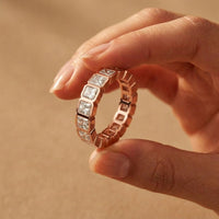0.18 Ct Radiant Cut Full Bezel Geometric Eternity Band