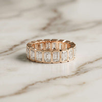 0.18 Ct Radiant Cut Full Bezel Geometric Eternity Band