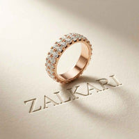 0.5 Ct Round Cut Moissanite Double Row Eternity Band