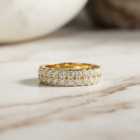 0.5 Ct Round Cut Moissanite Double Row Eternity Band