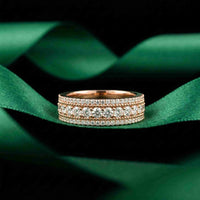 0.05 Ct Round Cut Moissanite Pavé Dome Statement Band