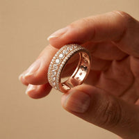 0.05 Ct Round Cut Moissanite Pavé Dome Statement Band