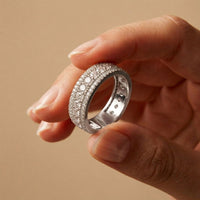 0.05 Ct Round Cut Moissanite Pavé Dome Statement Band