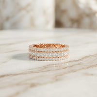 0.08 Ct Princess Cut Moissanite Triple Row Eternity Band