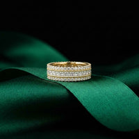 0.08 Ct Princess Cut Moissanite Triple Row Eternity Band