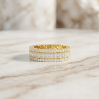 0.08 Ct Princess Cut Moissanite Triple Row Eternity Band