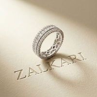 0.08 Ct Princess Cut Moissanite Triple Row Eternity Band