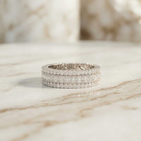 0.08 Ct Princess Cut Moissanite Triple Row Eternity Band