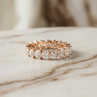 0.27 Ct Heart Cut Moissanite Shared Prong Eternity Band Ring