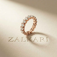 0.27 Ct Heart Cut Moissanite Shared Prong Eternity Band Ring