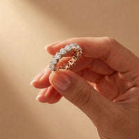 0.27 Ct Heart Cut Moissanite Shared Prong Eternity Band Ring