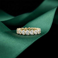 0.27 Ct Heart Cut Moissanite Shared Prong Eternity Band Ring