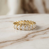 0.27 Ct Heart Cut Moissanite Shared Prong Eternity Band Ring