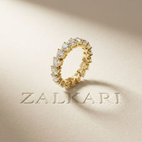 0.27 Ct Heart Cut Moissanite Shared Prong Eternity Band Ring