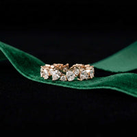 0.18 Ct Pear & Round Moissanite Alternating Eternity Band Ring