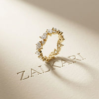 0.18 Ct Pear & Round Moissanite Alternating Eternity Band Ring