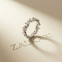 0.18 Ct Pear & Round Moissanite Alternating Eternity Band Ring