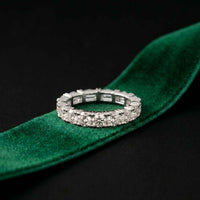 0.16 Ct Emerald & Round Moissanite Alternating Eternity Band Ring