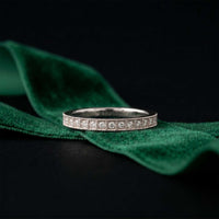 0.032 Ct Round Cut Milgrain Eternity Moissanite Band Ring