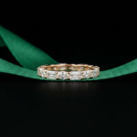 0.06 Ct Emerald & Oval Moissanite Alternating Gallery Eternity Band