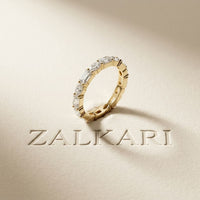 0.06 Ct Emerald & Oval Moissanite Alternating Gallery Eternity Band