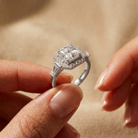 2.8 Ct Asscher Cut Moissanite Micro Pavé Halo Ring