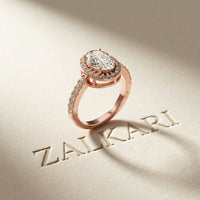 1.14 Ct Oval Cut Moissanite Classic Halo Ring
