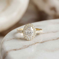 1.14 Ct Oval Cut Moissanite Classic Halo Ring