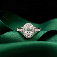 1.14 Ct Oval Cut Moissanite Classic Halo Ring