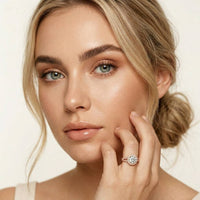 1.29 Ct Round Cut Moissanite Split Shank Halo Ring