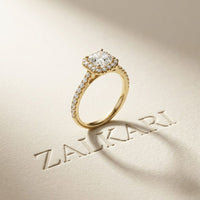 1.39 Ct Asscher Cut Moissanite Halo Ring with Accent Stones