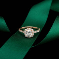 1.39 Ct Cushion Cut Moissanite Halo Ring with Accent Stones