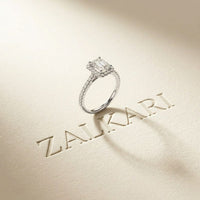 1.43 Ct Emerald & Round Moissanite Halo Ring For Women