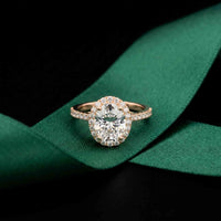 2.48 Ct Oval Cut Hidden Halo Cathedral Shank Moissanite Ring