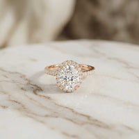 2.48 Ct Oval Cut Hidden Halo Cathedral Shank Moissanite Ring