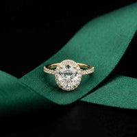 2.48 Ct Oval Cut Hidden Halo Cathedral Shank Moissanite Ring