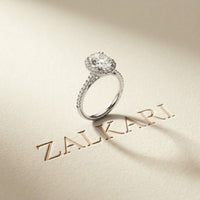 2.48 Ct Oval Cut Hidden Halo Cathedral Shank Moissanite Ring