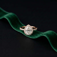2.48 Ct Pear Cut Hidden Halo Cathedral Pavé Moissanite Ring