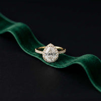 2.48 Ct Pear Cut Hidden Halo Cathedral Pavé Moissanite Ring