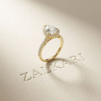 2.48 Ct Pear Cut Hidden Halo Cathedral Pavé Moissanite Ring