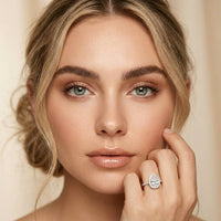 2.48 Ct Pear Cut Hidden Halo Cathedral Pavé Moissanite Ring
