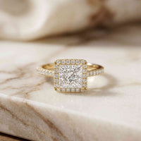 2.50 Ct Princess Cut Architectural Hidden Halo Moissanite Ring