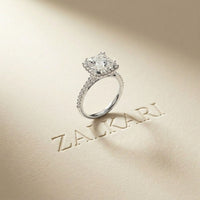 2.50 Ct Princess Cut Architectural Hidden Halo Moissanite Ring