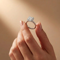 2.50 Ct Princess Cut Architectural Hidden Halo Moissanite Ring
