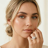 2.50 Ct Princess Cut Architectural Hidden Halo Moissanite Ring