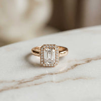 2.29 Ct Radiant & Round Moissanite Halo Ring for Women