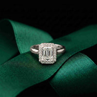 2.29 Ct Radiant & Round Moissanite Halo Ring for Women